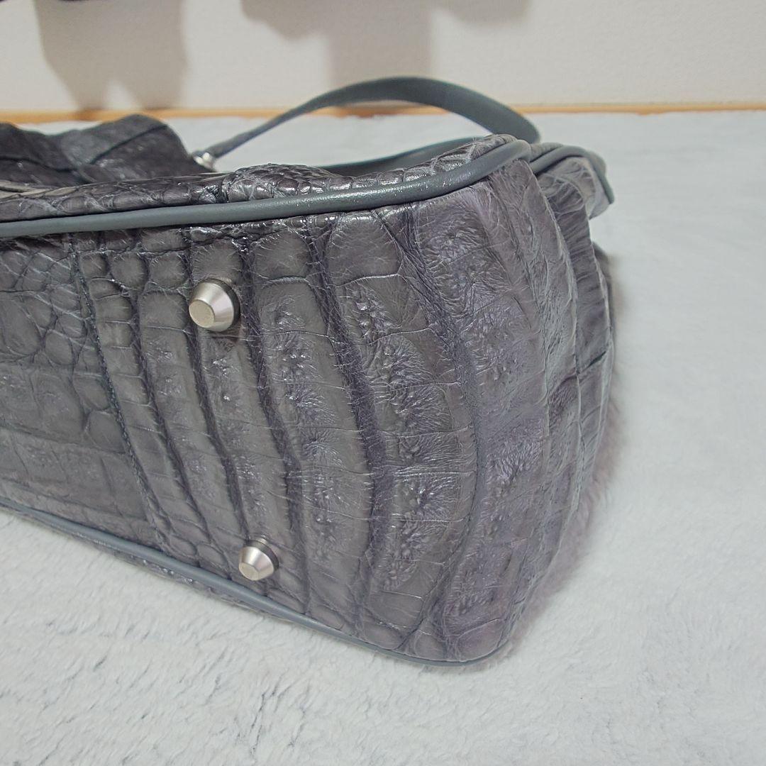 美品　JRA認定 FUSCUS グレー　クロコダイル 2way バッグ