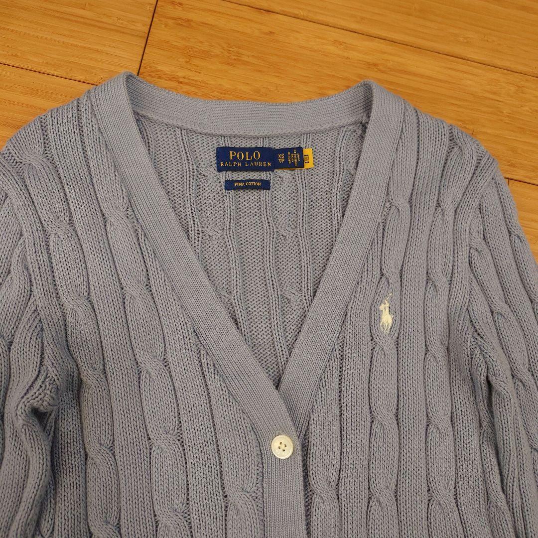 現行 ポロラルフローレン ピマコットン ケーブルニット カーディガン ポニー刺繍