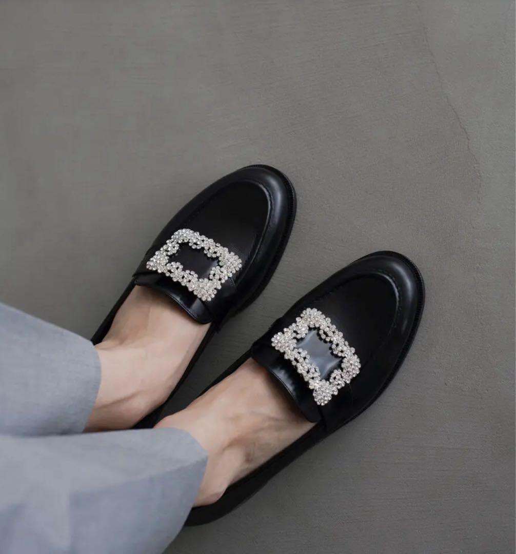 極美品 OHGA オオガ オーガ ビジューローファー 2way ブラック 24