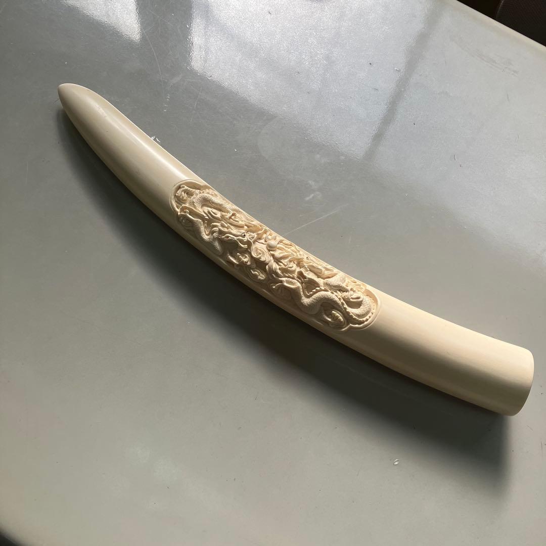 高級天然素材　ドラゴン彫刻 置物　アンティーク