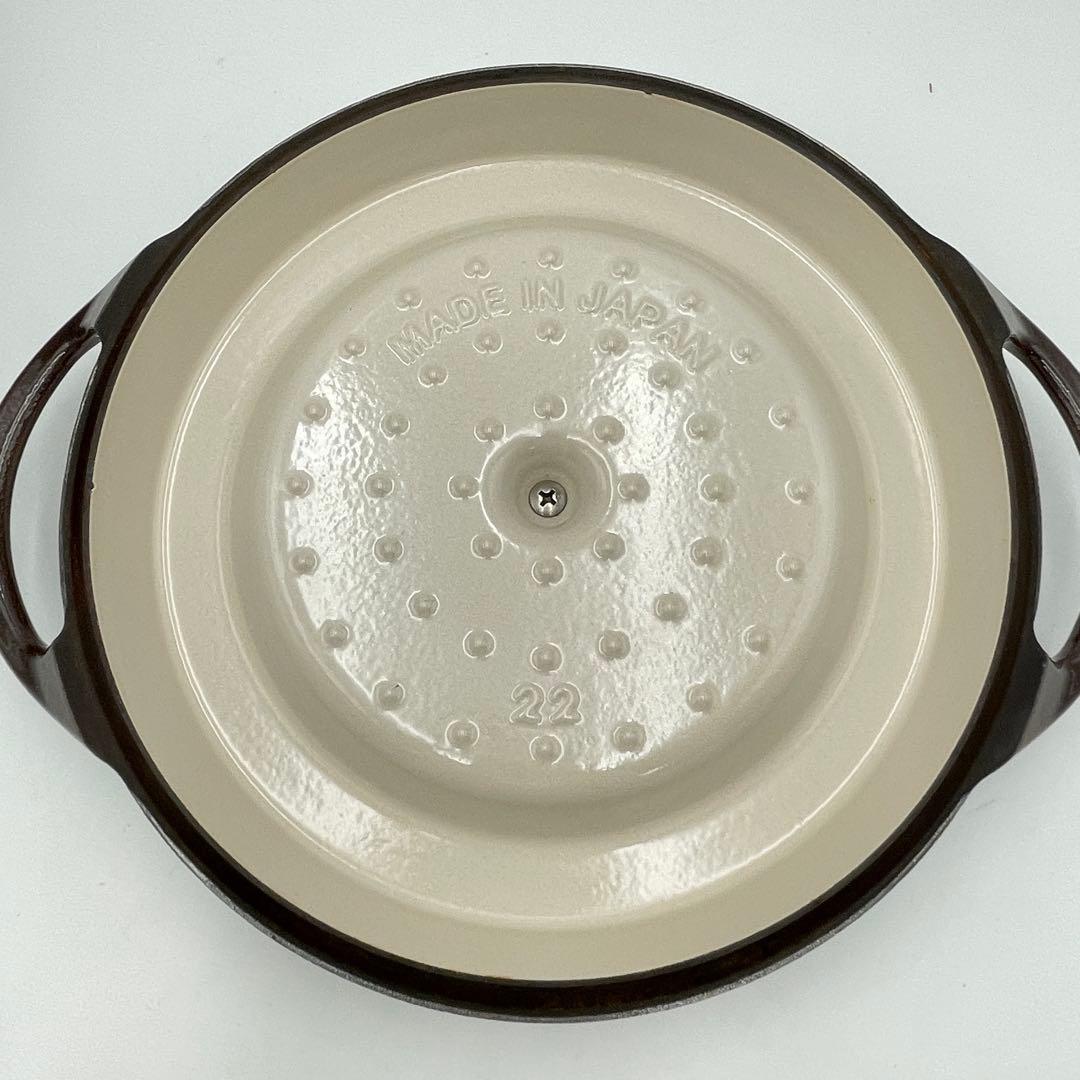 美品　VERMICULAR オーブンポットラウンド22cm パールブラウン