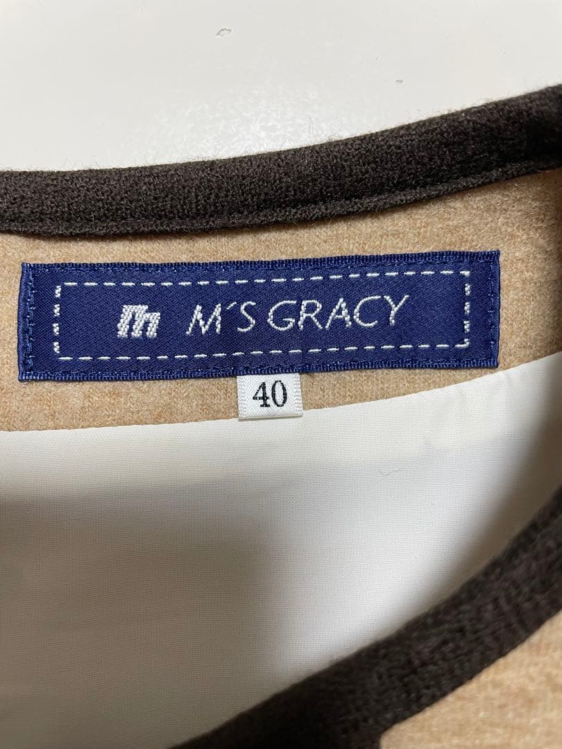 未使用に近い　美品　エムズグレイシー　ウール長袖　ワンピース　40 M〜L