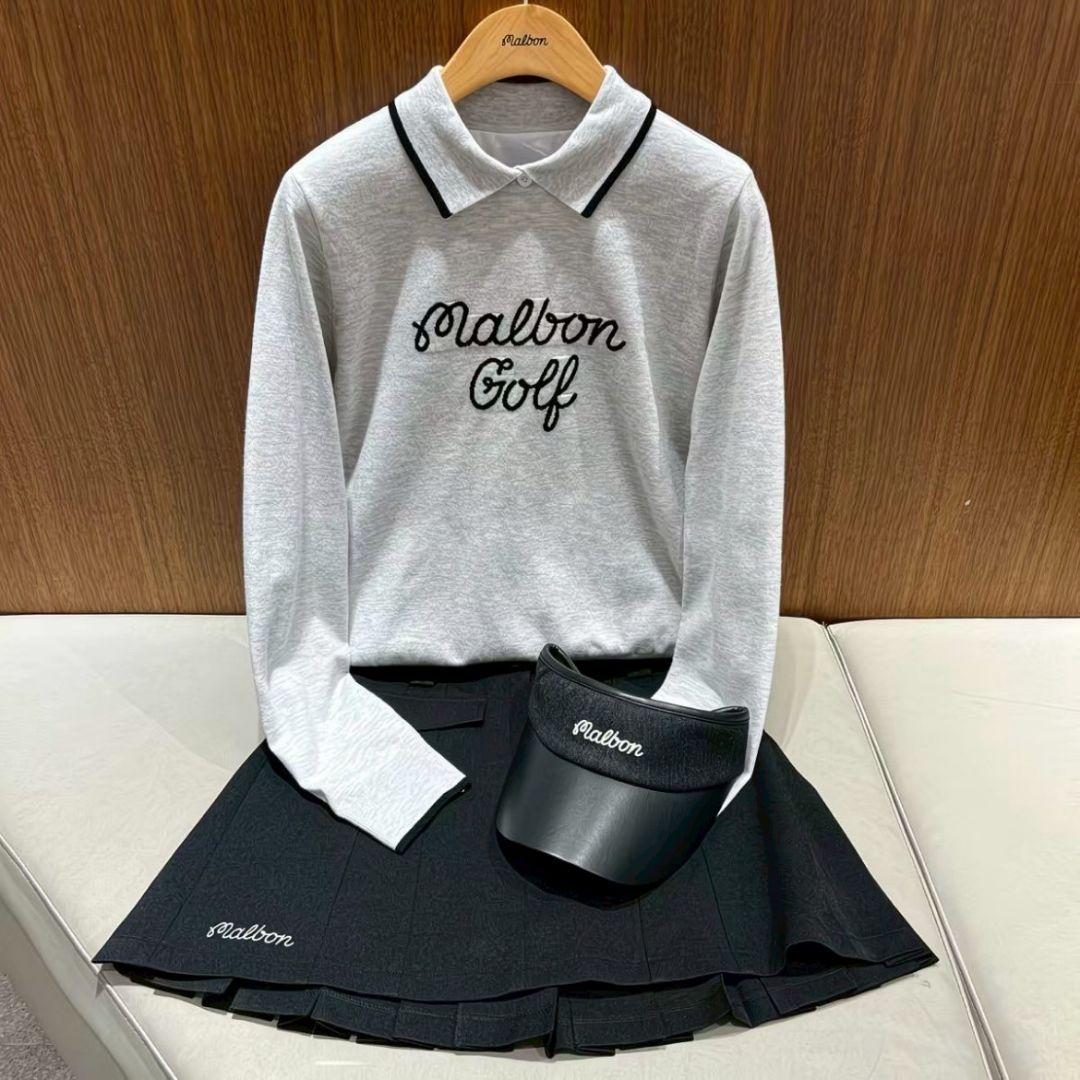 新品　マルボン　Malbon golf ゴルフ　裏地付トップス　グレー　Ｌ