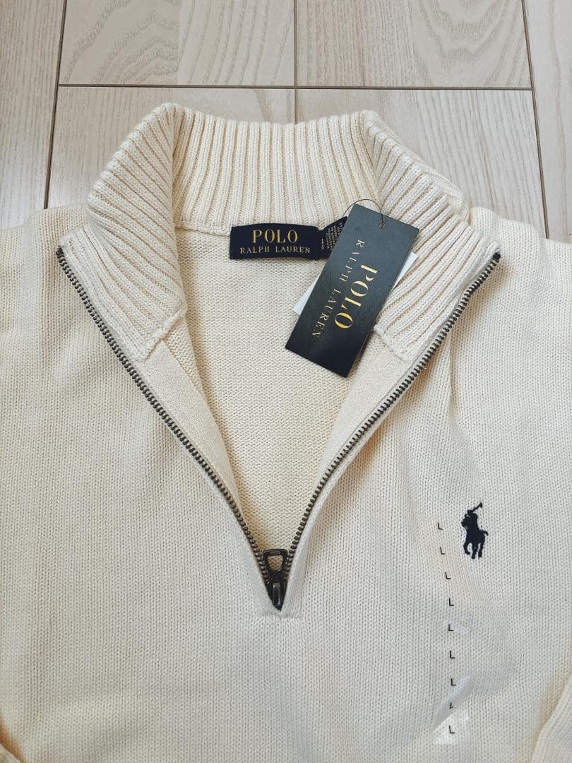 【新品】ポロラルフローレン クォータージップ セーターL