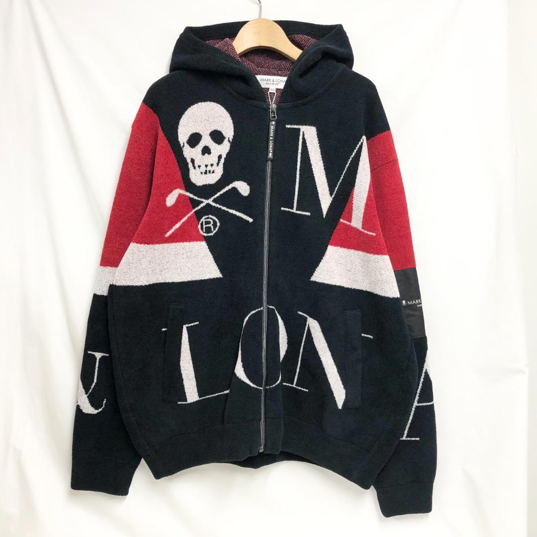 ○★訳有り新品未使用　MARK&LONA　ブランドロゴニットパーカー　50　黒