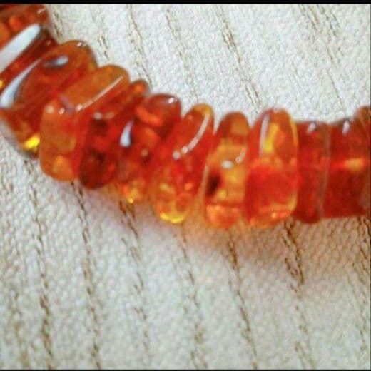 貴重 アンバー(琥珀)さざれブレスレット 内周16㌢