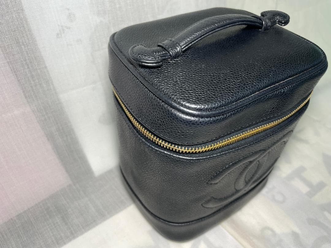 CHANEL　シャネル キャビアスキン ココマーク バニティ ヴァニティ　92
