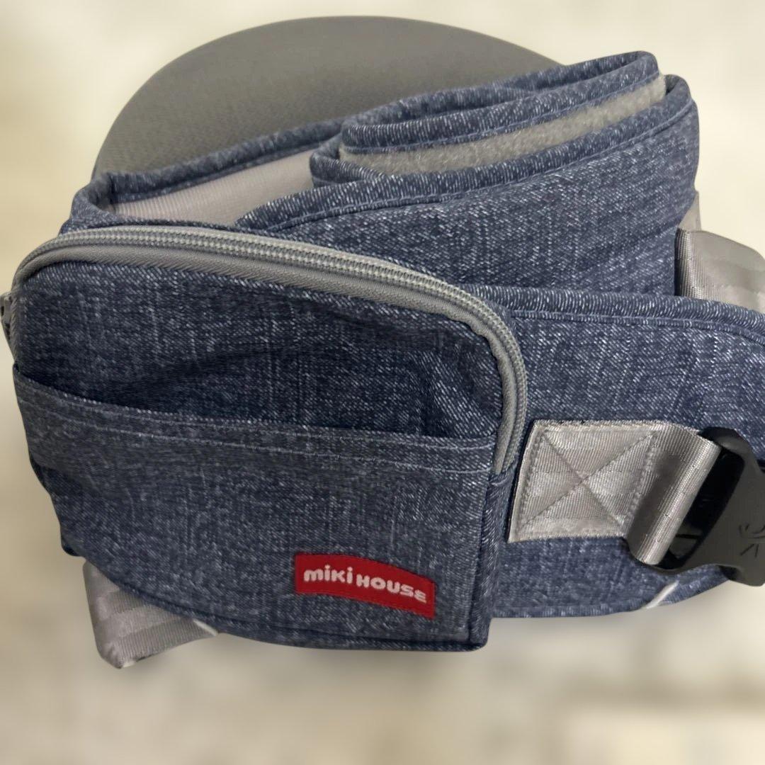 【未使用級】ミキハウス × ポグネー 抱っこ紐 デニム ヒップシート