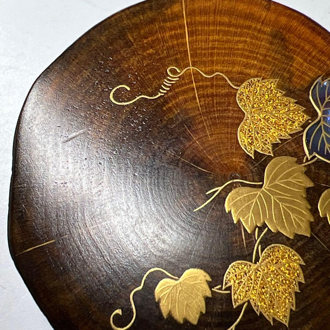 山下泰園 蔦蒔絵 香合 共箱 w4.4cm 東キ8-0127☆2F