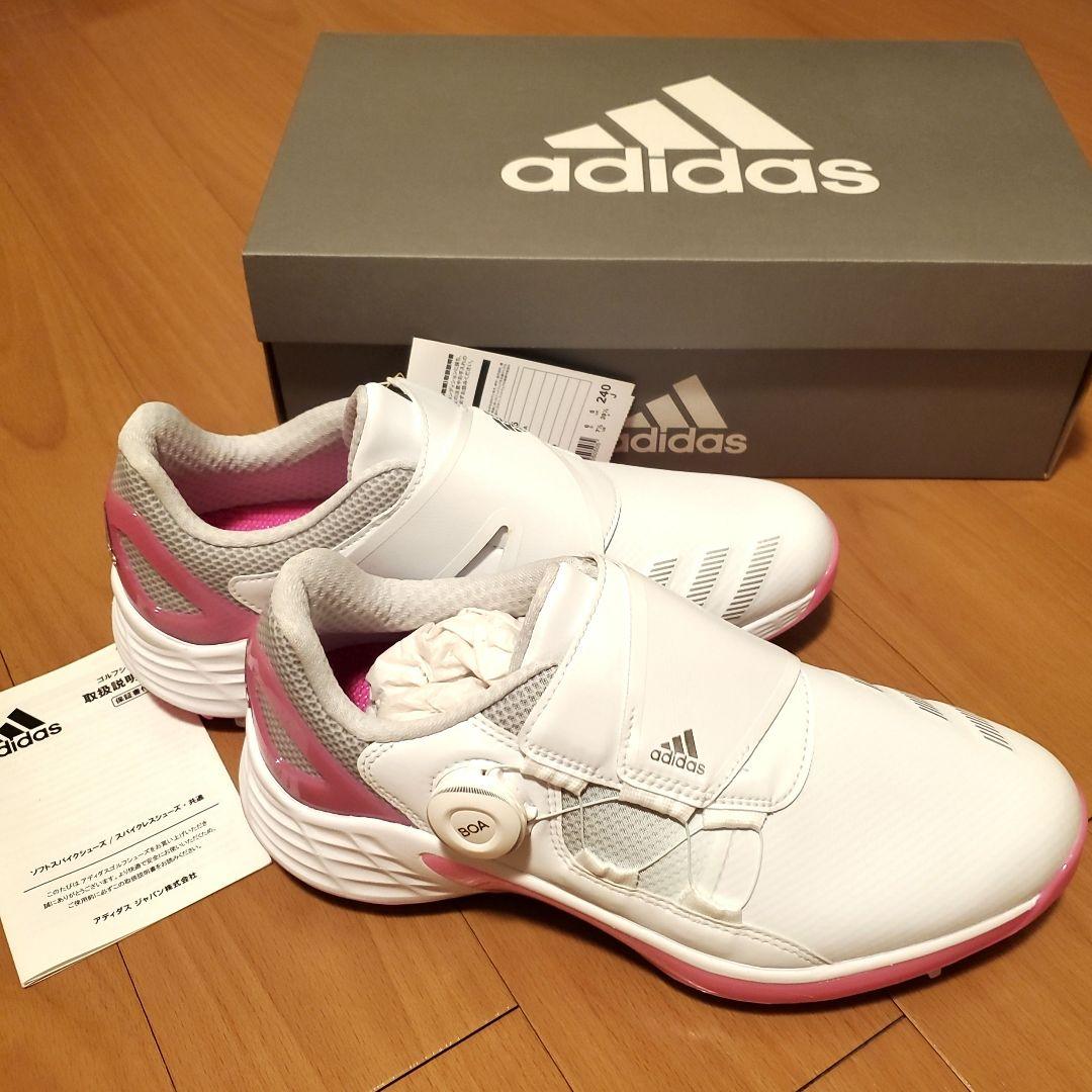 adidas ゴルフシューズ 女性用 ホワイト/ピンク24cm