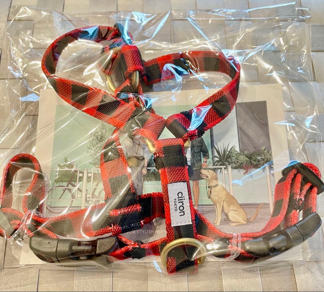 ciiron 赤黒チェック ハーネスリードセット　サイズS