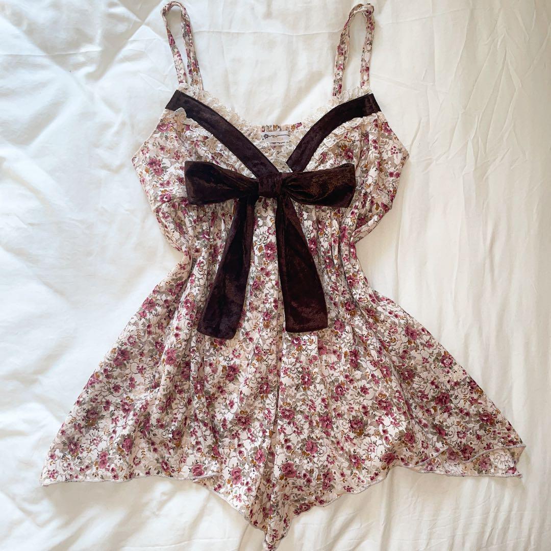 00s 希少 LIZLISA 旧タグ ビッグリボンパワネ総レースキャミチュニック