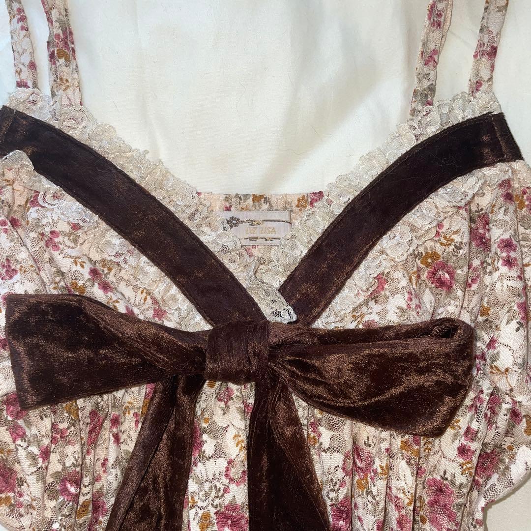 00s 希少 LIZLISA 旧タグ ビッグリボンパワネ総レースキャミチュニック