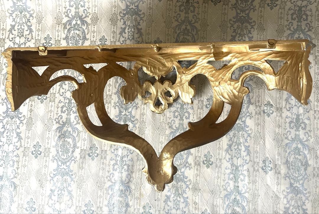 イタリア製 壁掛けコンソール① ウォールシェルフ ロココ調 アンティーク金色