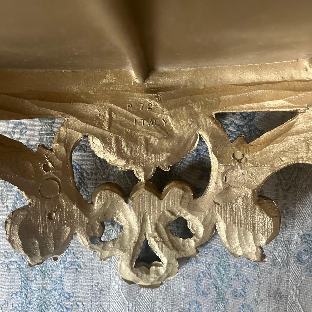 イタリア製 壁掛けコンソール① ウォールシェルフ ロココ調 アンティーク金色