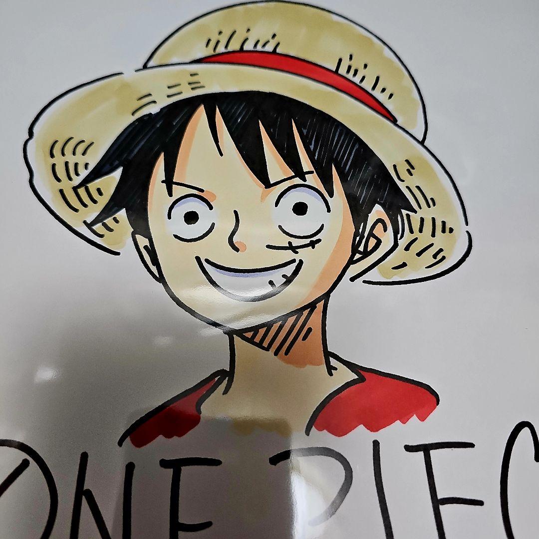 ONE PIECE ワンピース モンキー・D・ルフィ イラスト 直筆サイン色紙