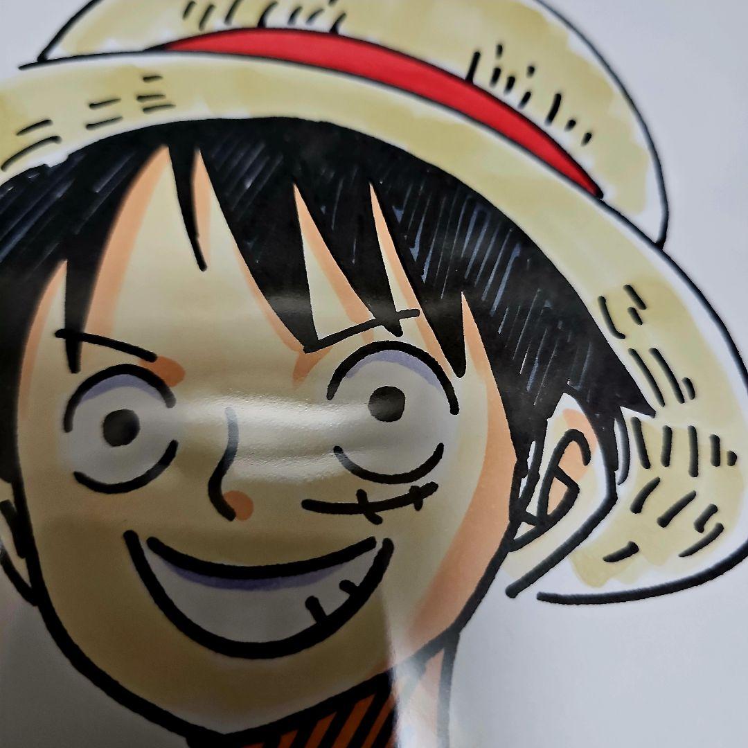 ONE PIECE ワンピース モンキー・D・ルフィ イラスト 直筆サイン色紙