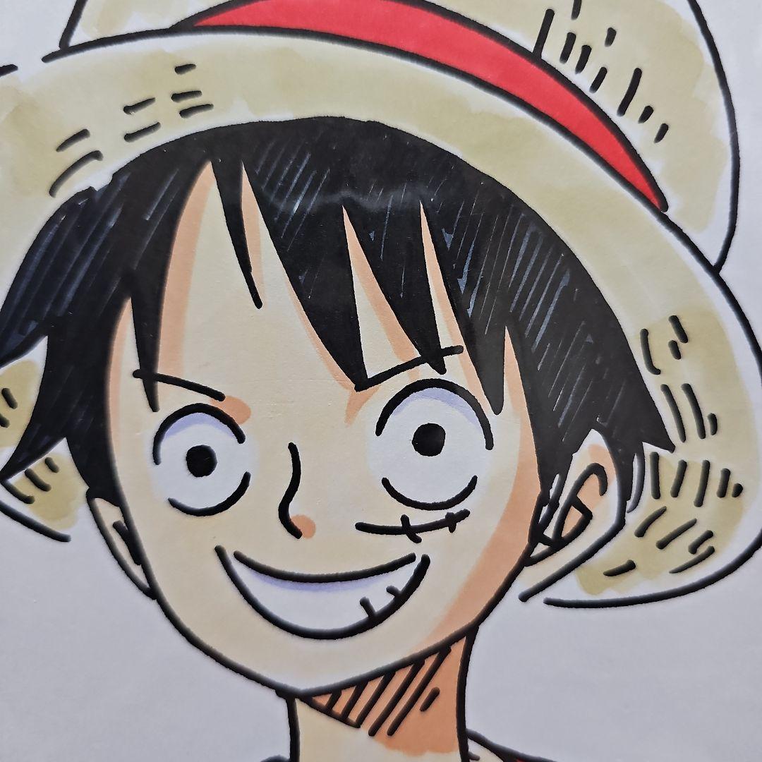 ONE PIECE ワンピース モンキー・D・ルフィ イラスト 直筆サイン色紙
