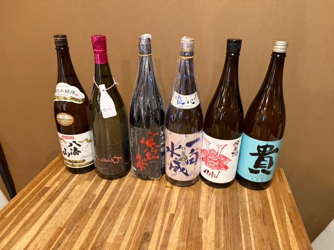 日本酒６本セット　 八海山、ちえびじん、かんこうばい、一白水成、アカブ、貴