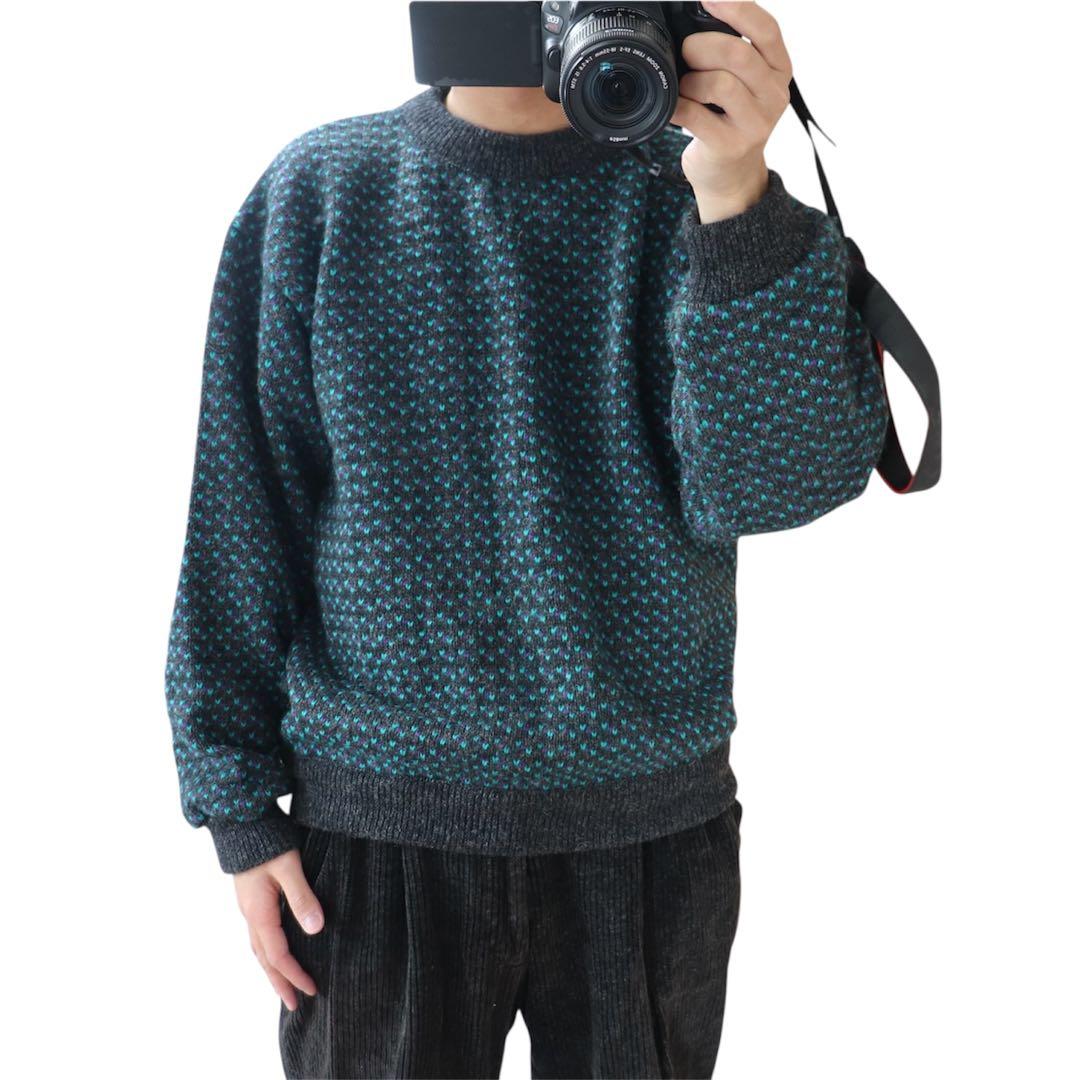レアカラー 80s L.L. Bean エルエルビーン バーズアイ ニット L