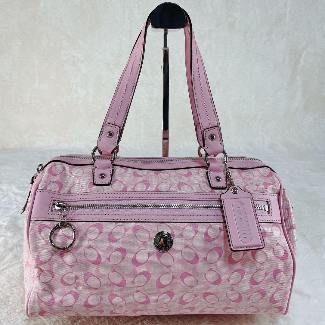 【美品】 COACH コーチ ハンドバッグ ミニボストン ピンク 17154