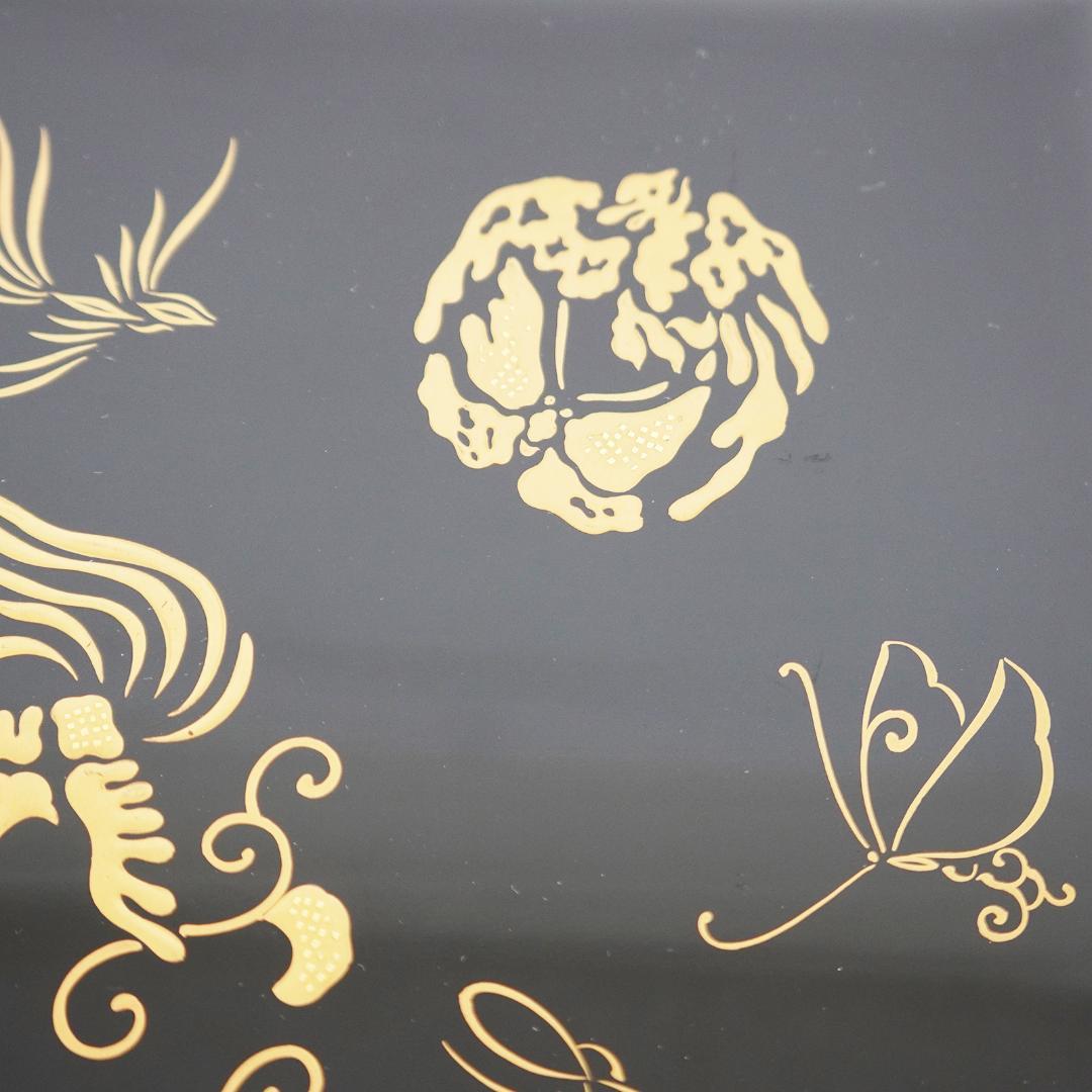 漆 蒔絵 重箱 五段 蓋2枚付き 松竹梅 縁起物 収納箱 付属 黒