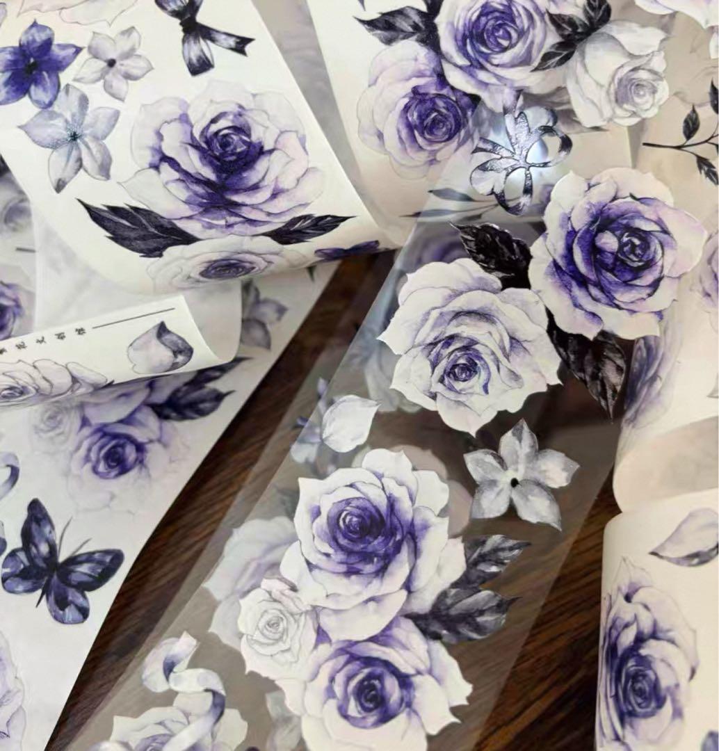 新品　凝夜紫シリーズ　PET亮面マスキングテープ　マステ　6m