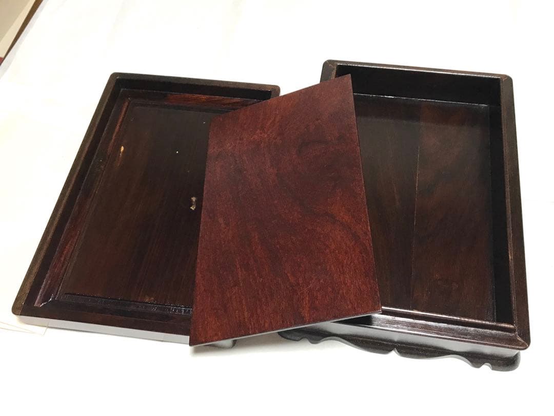 書道具 唐木 紫檀 足付 硯箱