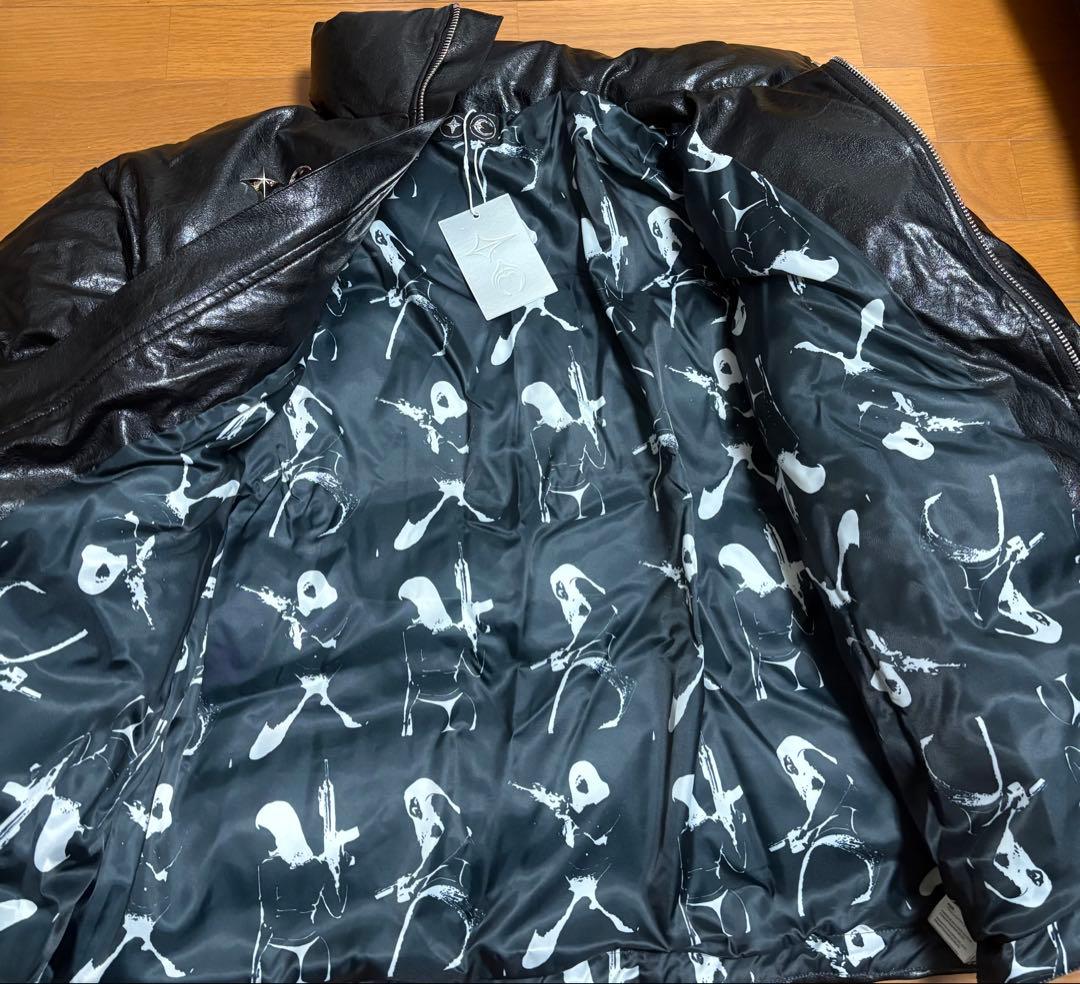 Thug Club 黒 ダウンジャケット　 レザーサイズL タグ付き値段交渉あり