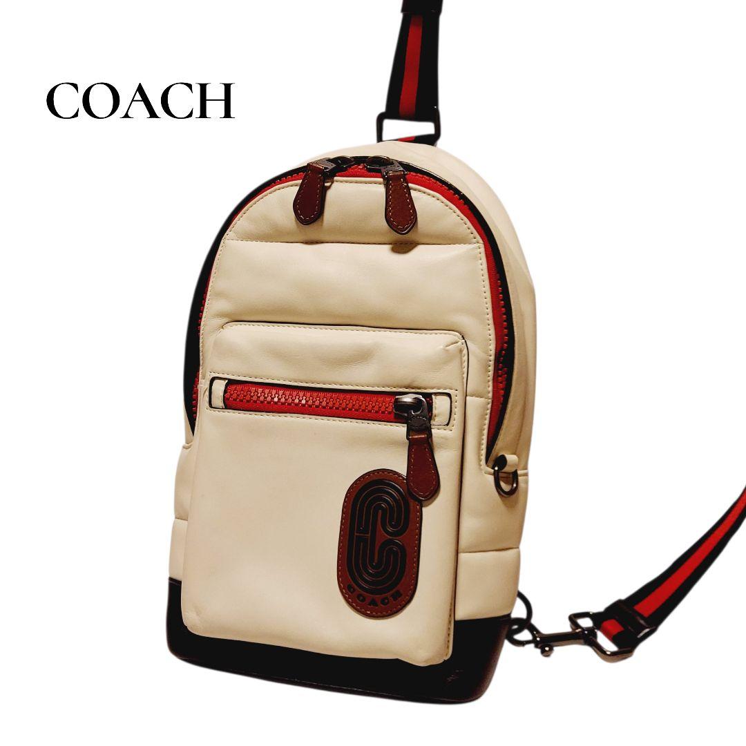 【COACH】ボディバッグ 白×赤×黒 ユニセックス コンパクト