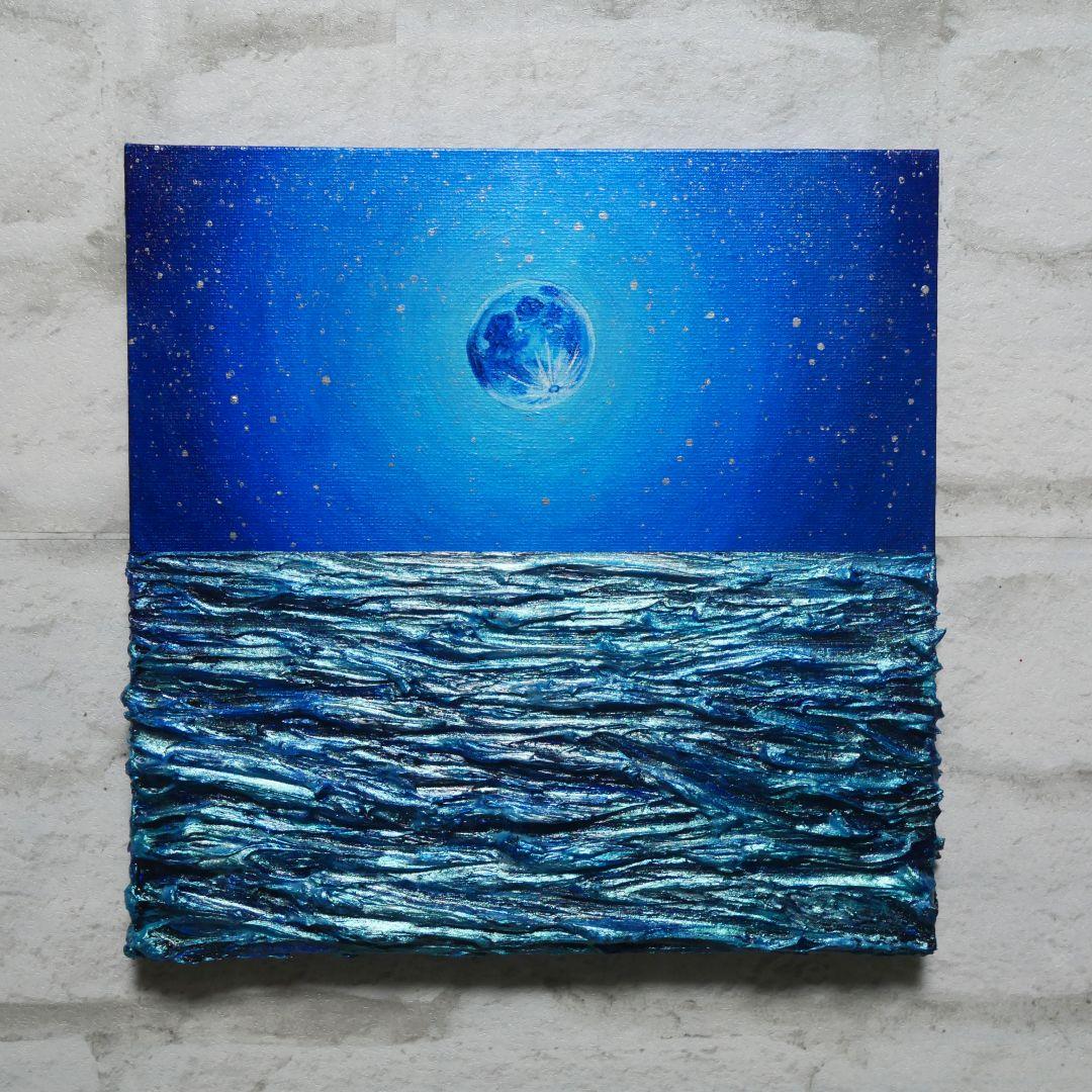 油絵 油彩 油彩画 絵 絵画 【青い満月】
