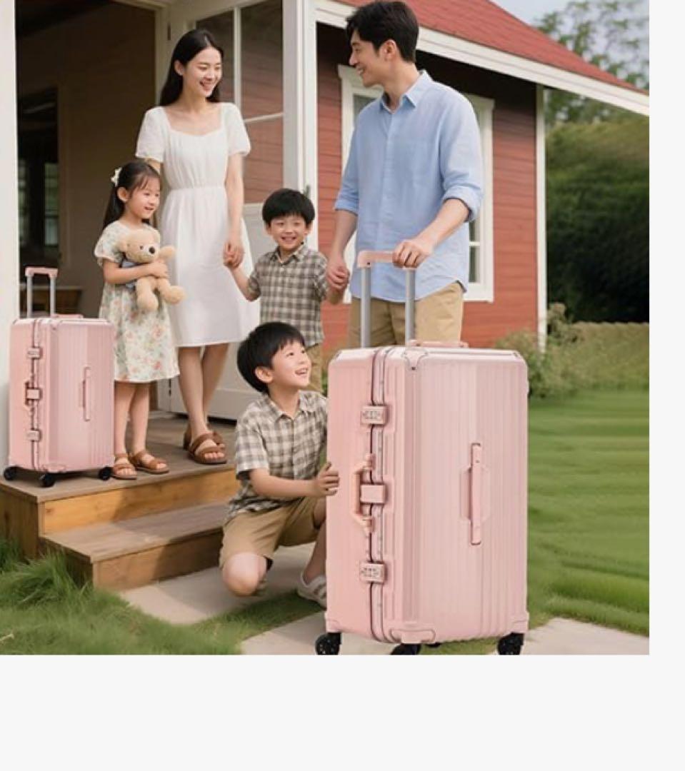 スーツケース キャリーバック 大型 大容量 多機能 アルミフレーム Lピンク