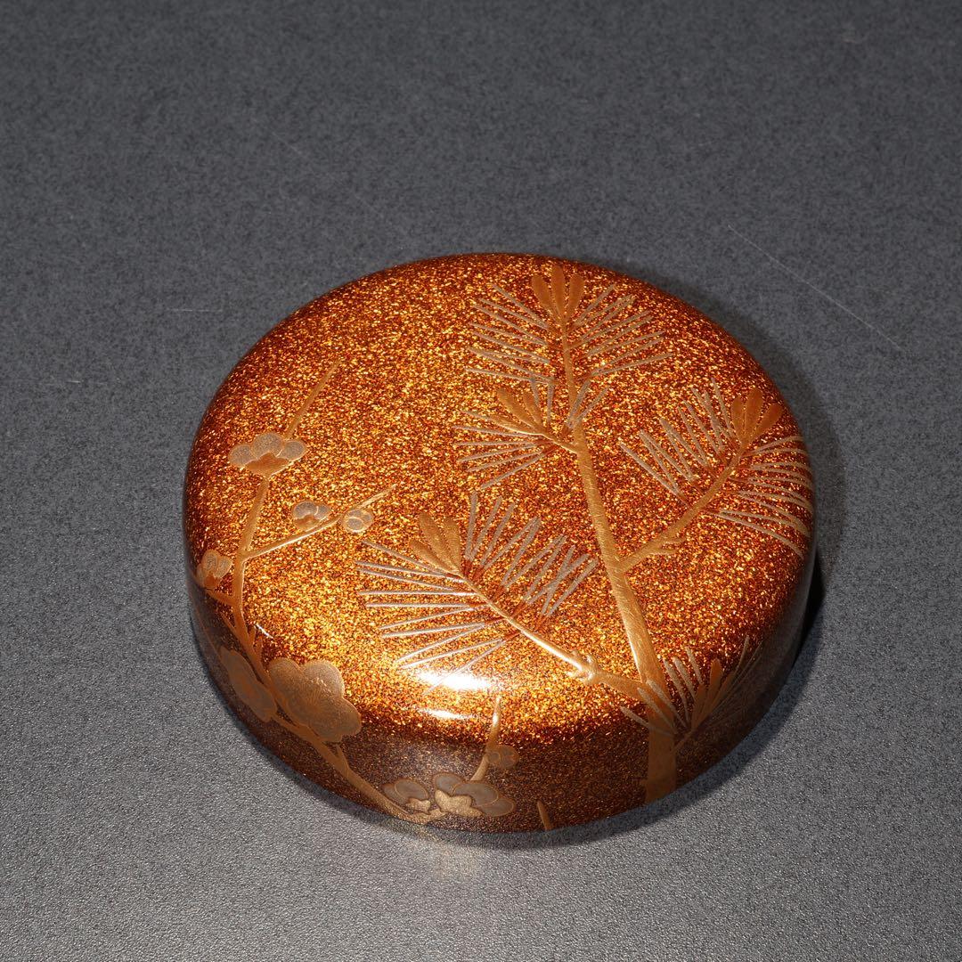 平棗　金蒔絵松梅　裏千家 鵬雲斎花押　桐箱入り　R1689