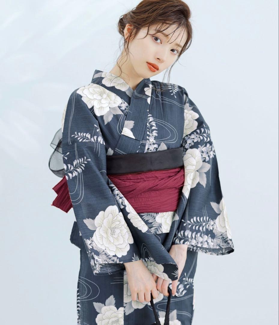 Dita 浴衣5点セット　凪の藤ながれ