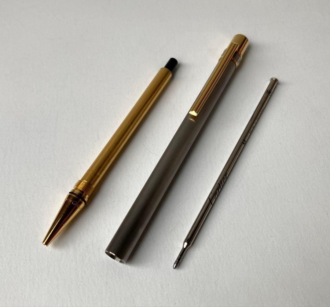 カルティエ　マストドゥ　ストライプ　ブラッシュド　メタル　ゴールド　ボールペン