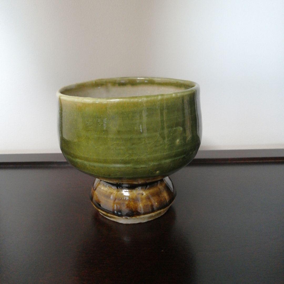 河井寛次郎　緑釉碗　紅葩識箱