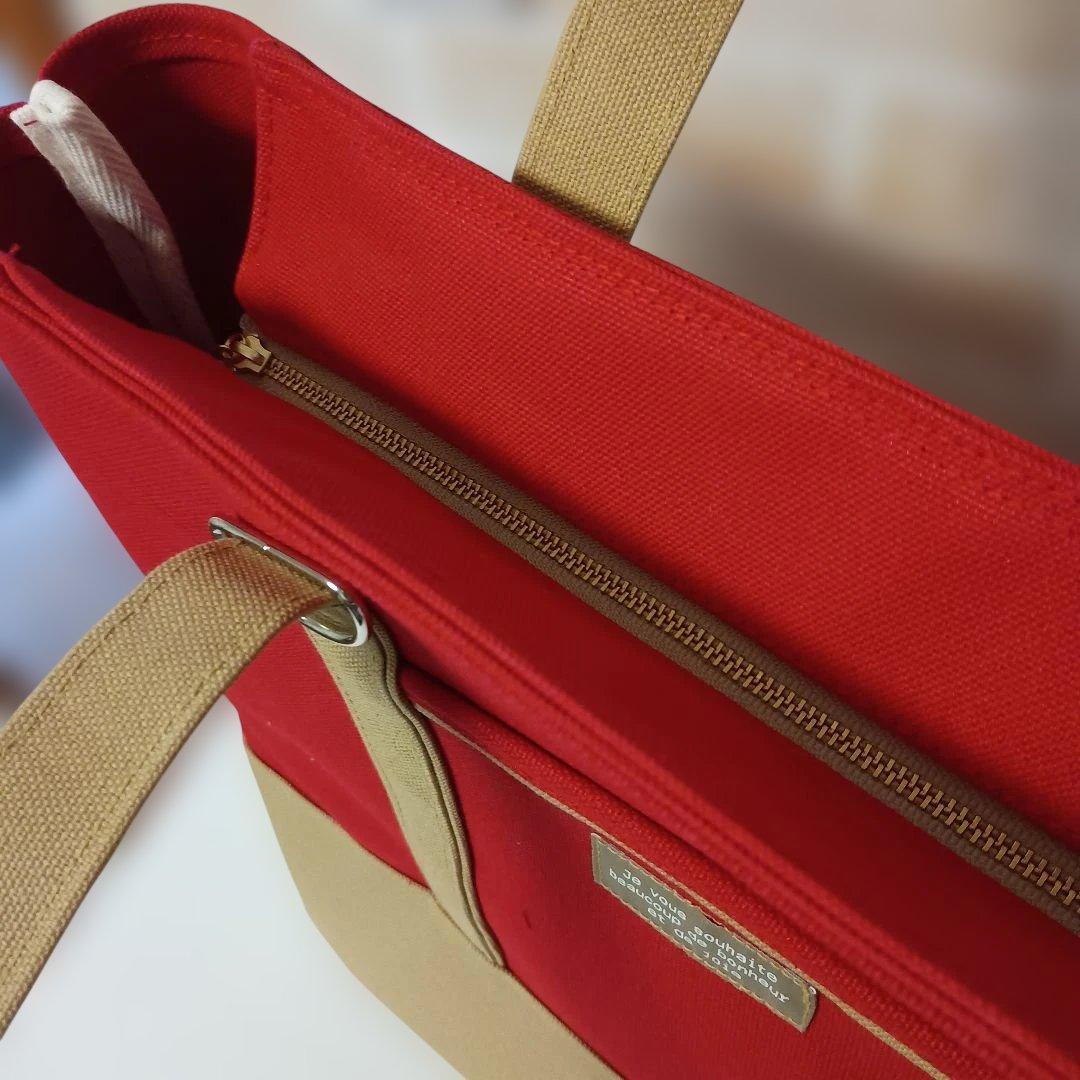 かわいやいちご 倉敷帆布8号使用 トートバッグ（L）