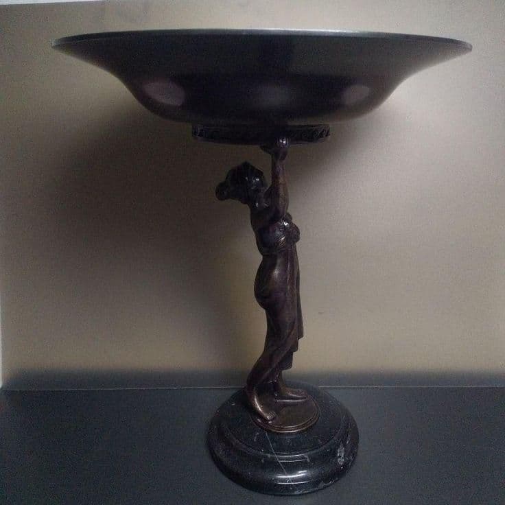 ◎西洋アンティーク ブロンズ像 (小物入れ) 置物 ミッドセンチュリー