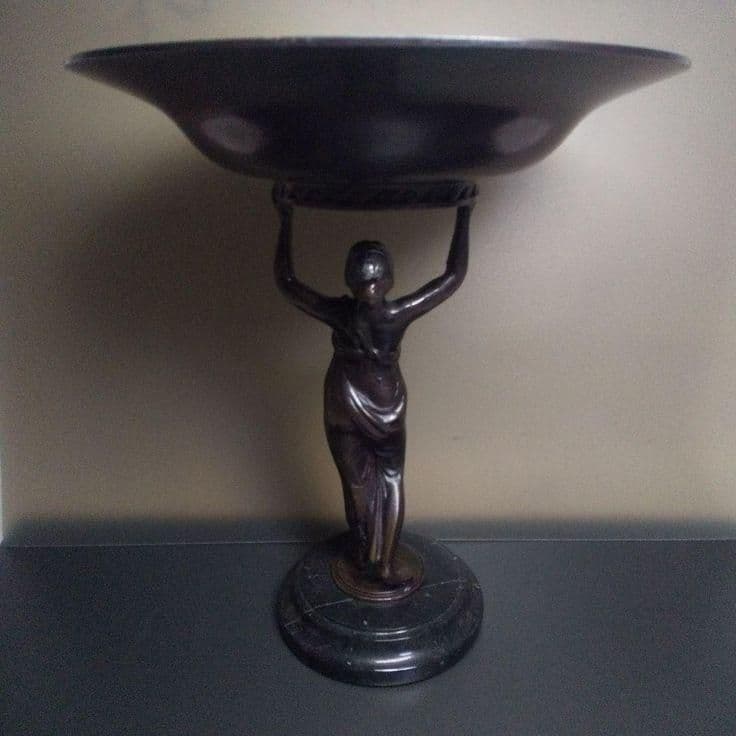 ◎西洋アンティーク ブロンズ像 (小物入れ) 置物 ミッドセンチュリー