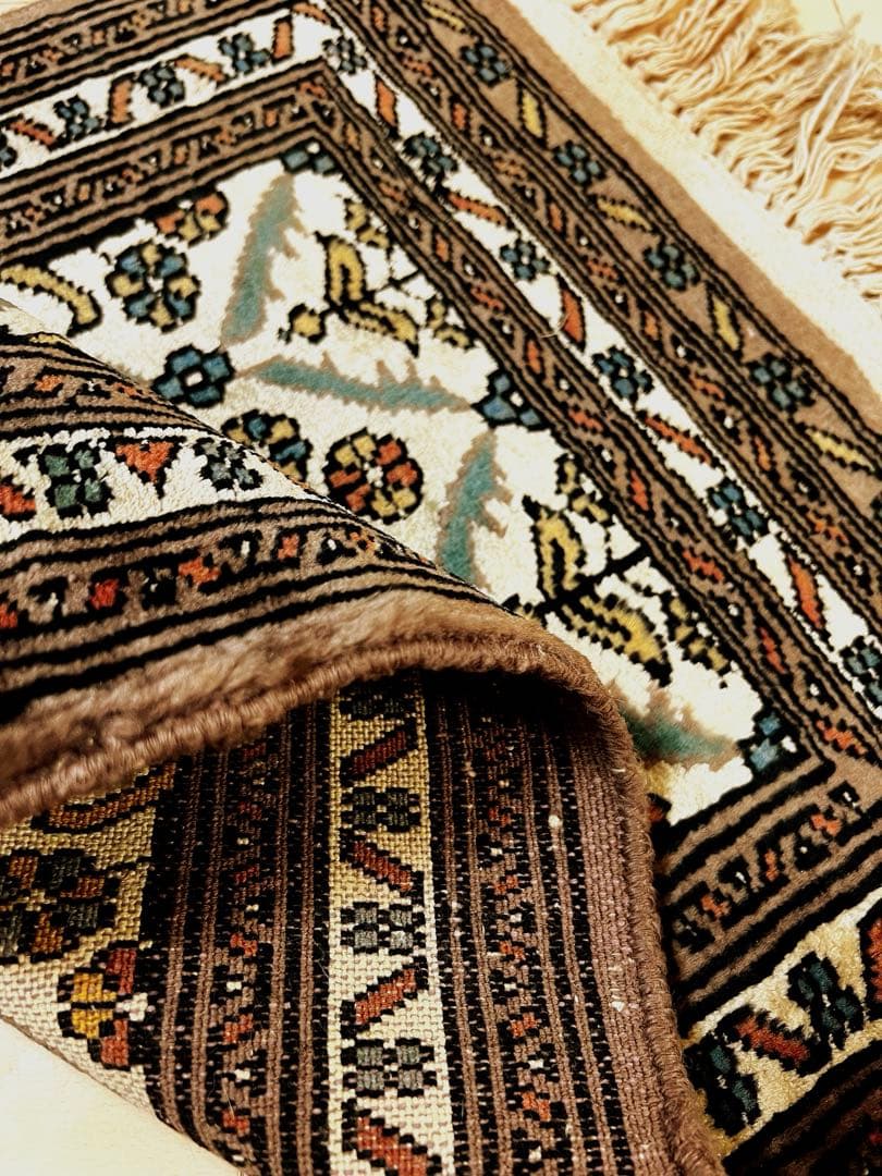 オールド ペルシャ絨毯 シルク/ウール混 61㎝