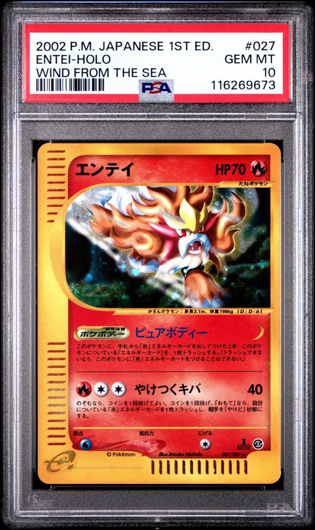 【PSA10】エンテイ 1st Edition 海からの風 eカード　渦あり