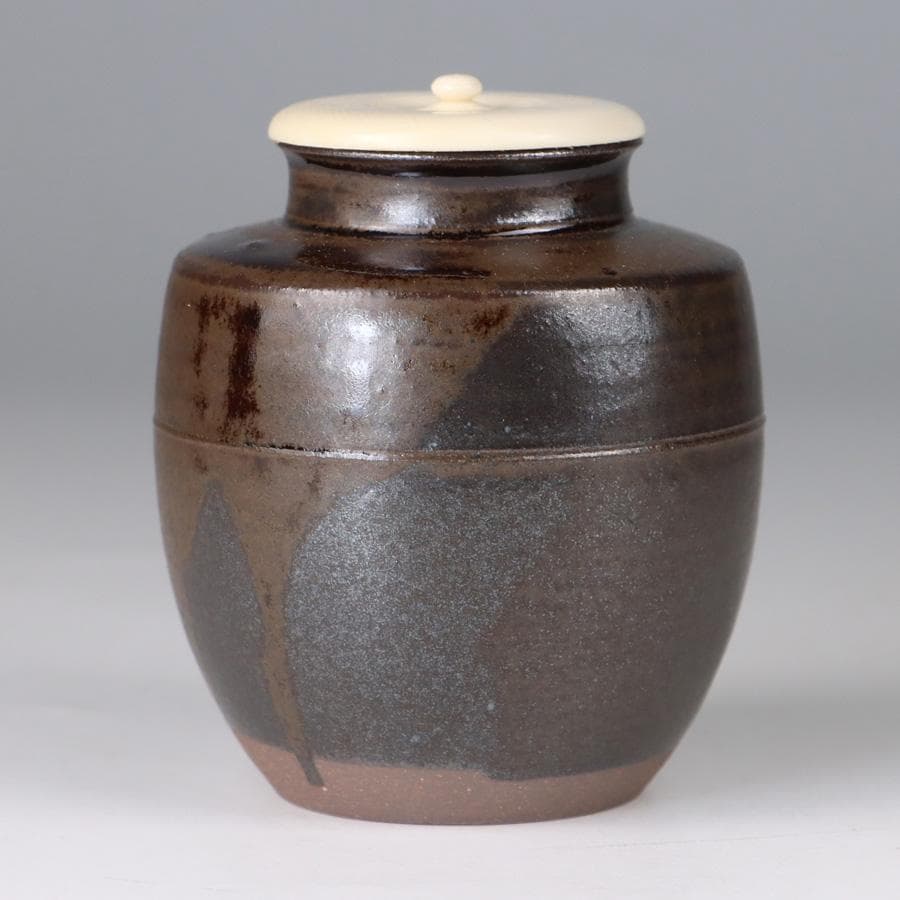 Y3338-1 茶道具 平安 笹田有祥造 模 初花肩衝茶入 共箱・仕覆　　よ