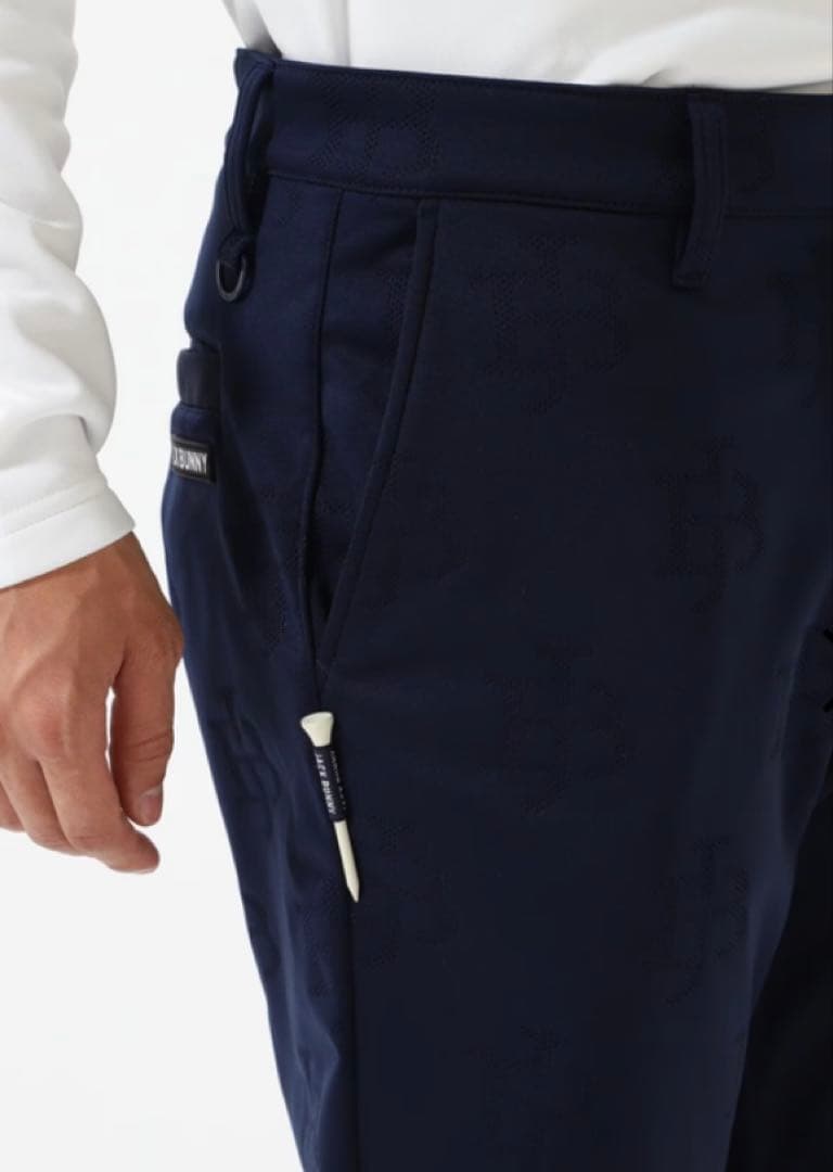 新品 ジャックバニー ピンソニック裏フリース 防風テーパードパンツ(5)L/紺