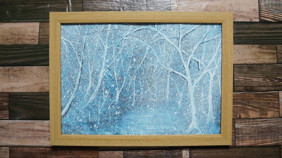 油絵 油彩 絵画 【吹雪の森】