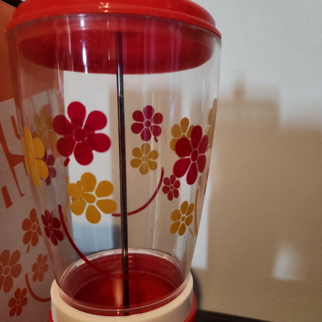 昭和レトロポップ　☆トーワ箸立て☆　１号丸　花柄　赤