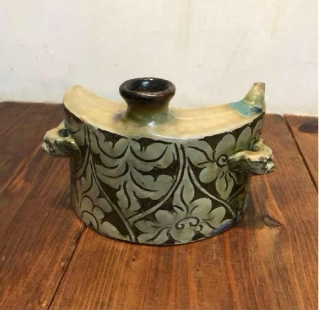 美品　抱瓶　焼物　沖縄　酒器　陶芸　飾りの持ち手が素敵な　丁寧なつくり