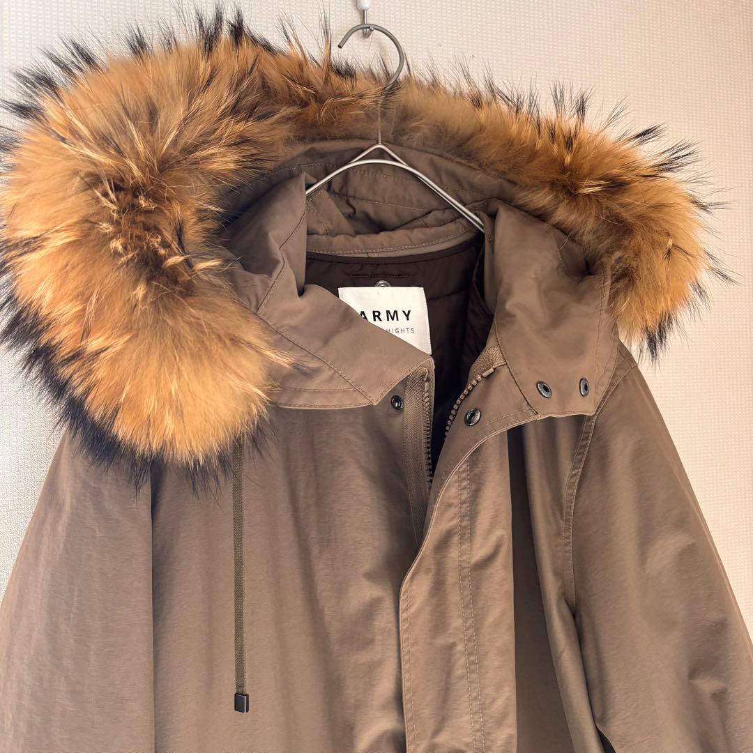 UPPER HIGHTS ベージュ ファー付きモッズコート　S