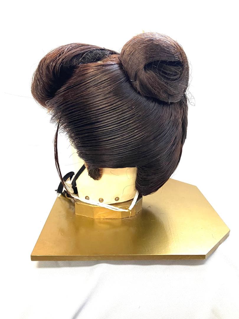 夜会巻き(自然色)中大サイズ、中古舞踊かつら、日本髪かつら、大衆演劇かつら