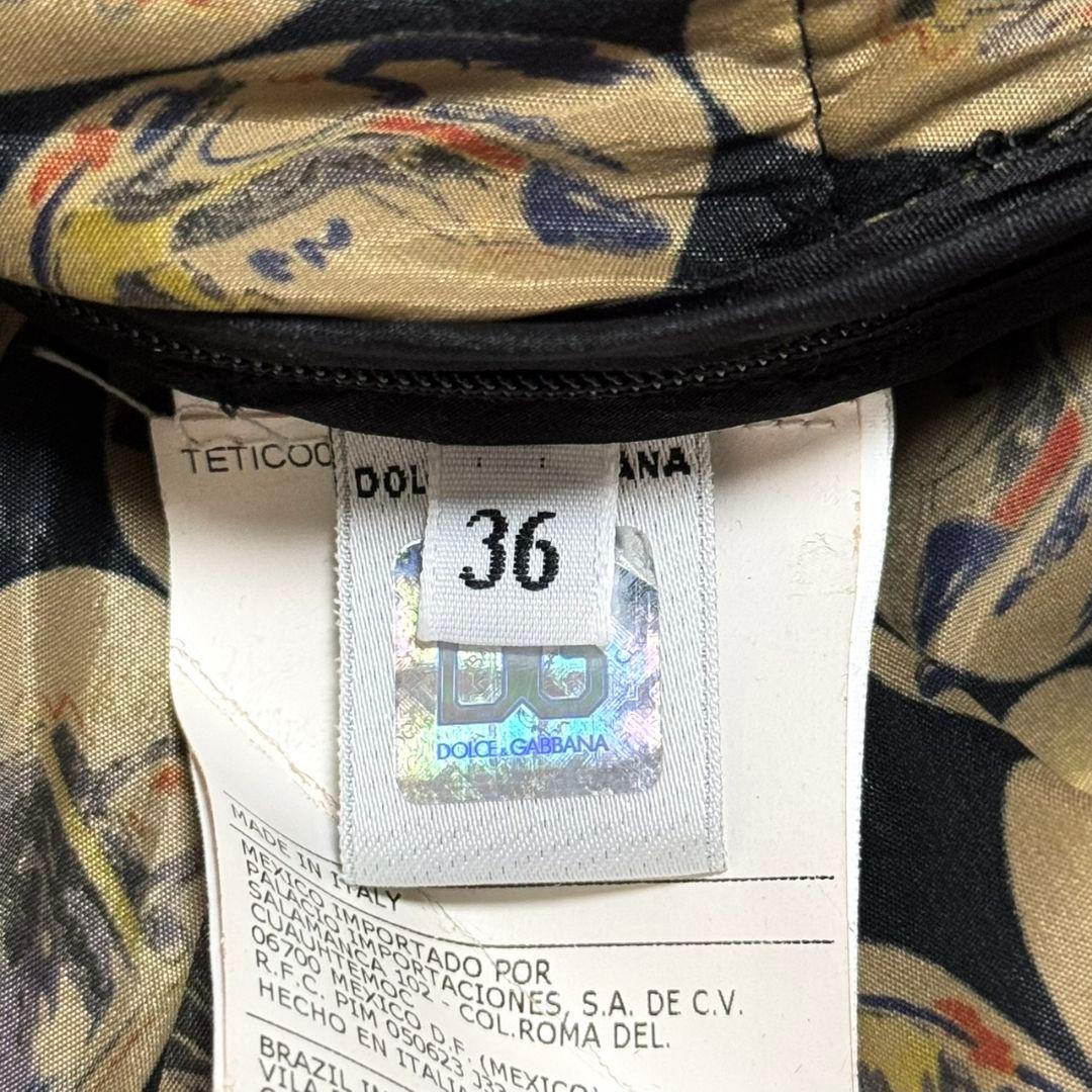 美品 ドルチェアンドガッバーナ ボウタイ シルク ワンピース ラムレザー 総柄