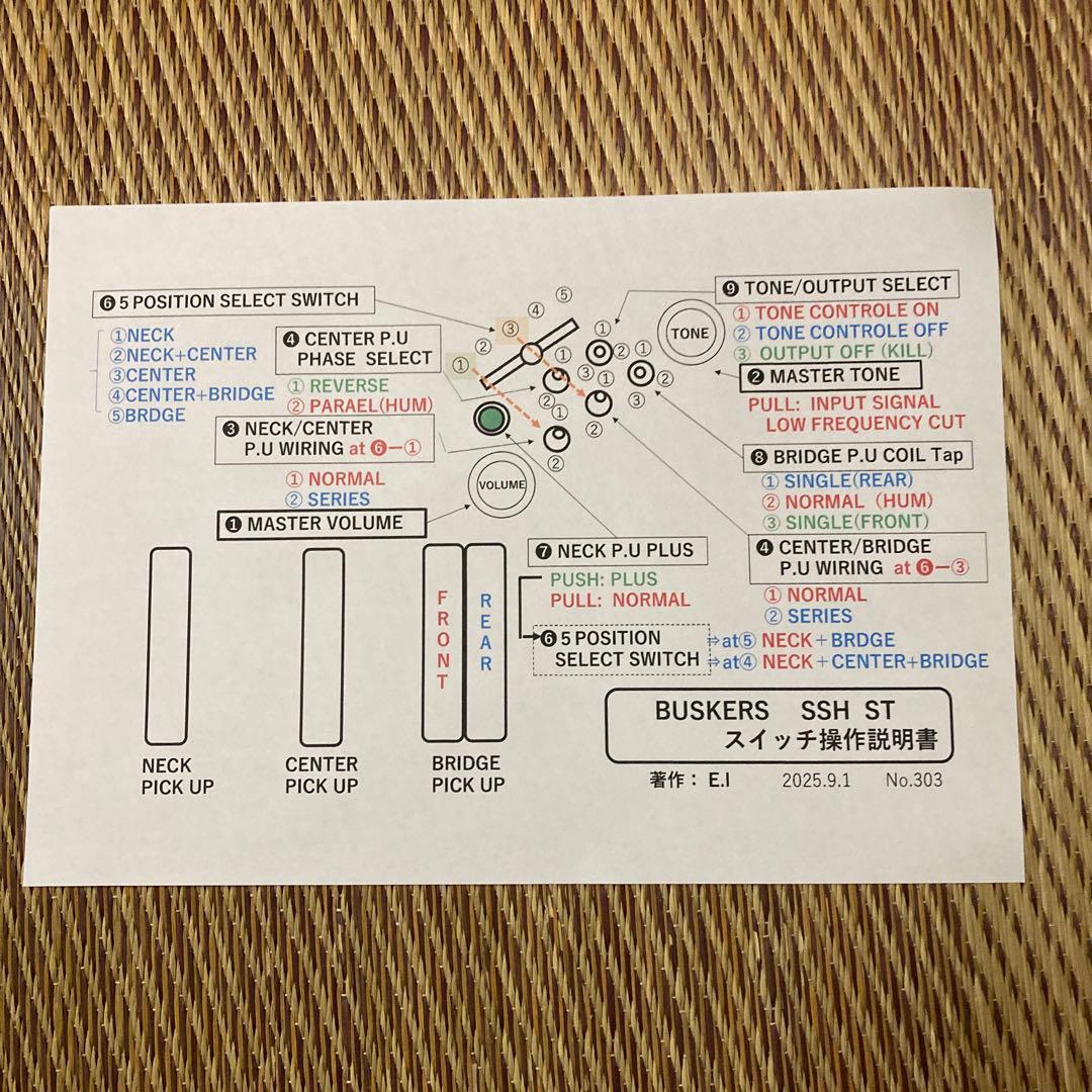 ☆美品　ローノイズで多機能搭載　BUSKERS SSH ST
